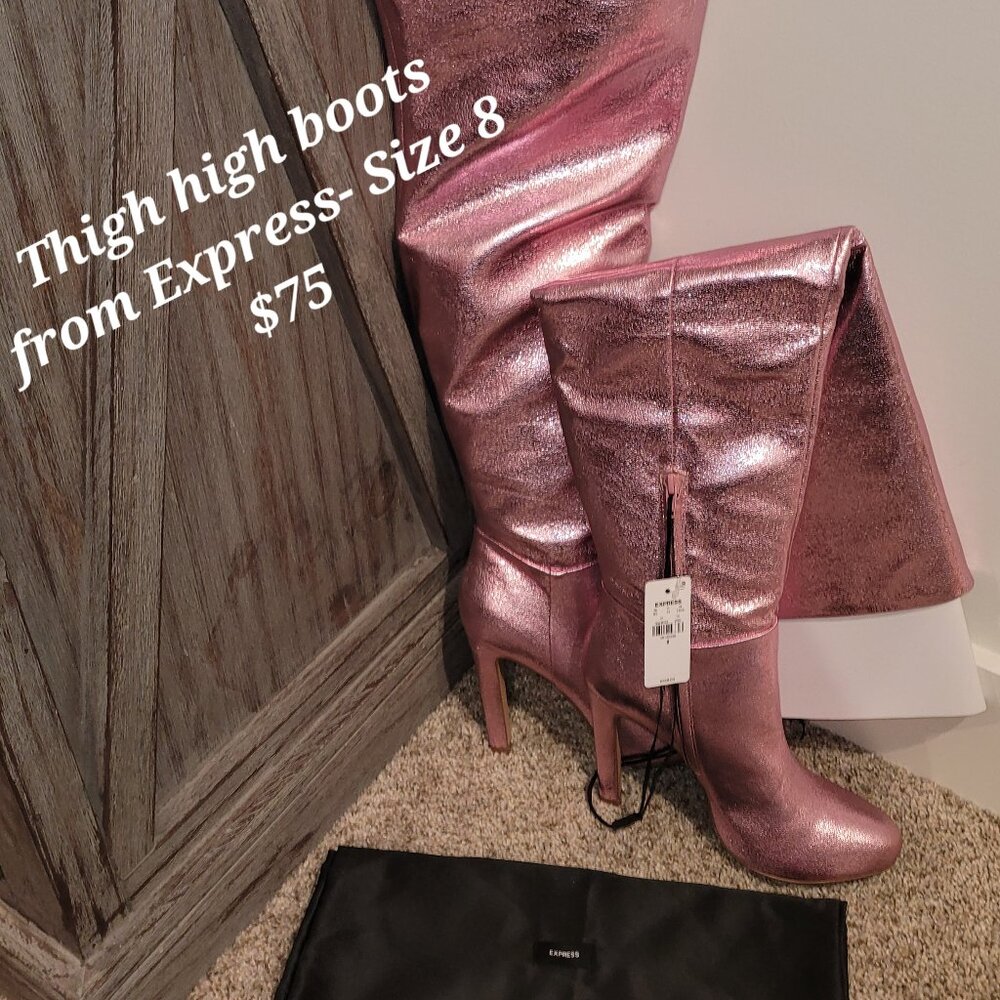 Metallic Thigh High Boots